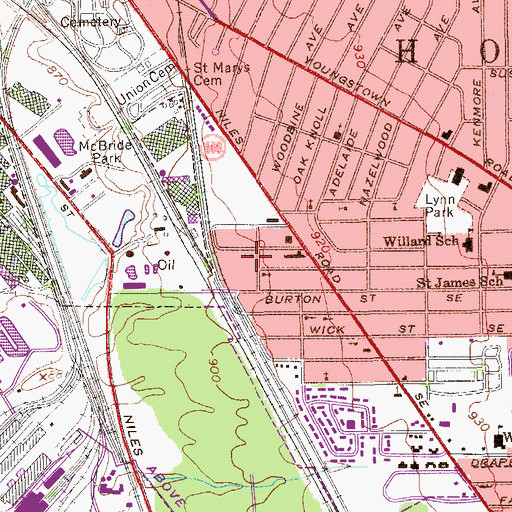 Topographic Map of Mount Calvary Church of God in Christ, OH