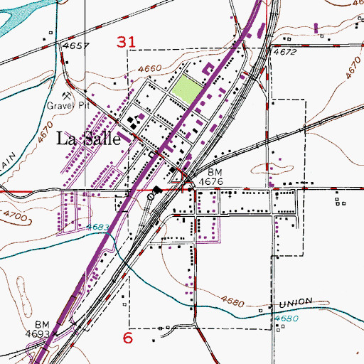 Topographic Map of La Salle, CO