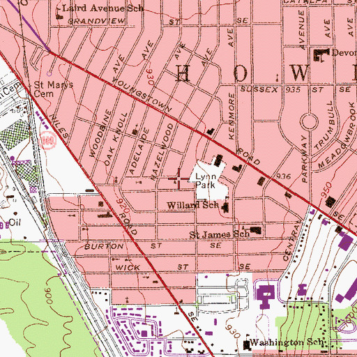 Topographic Map of Progressive Baptist Church, OH