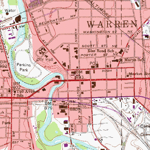 Topographic Map of Public Square, OH
