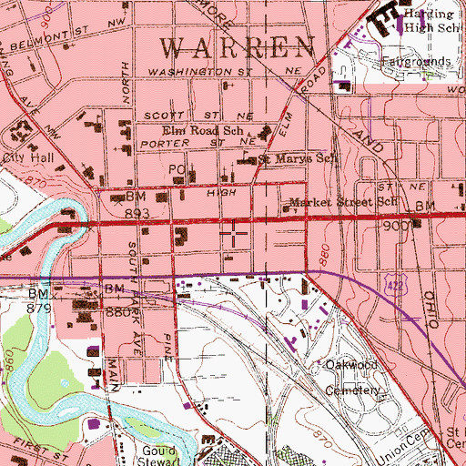 Topographic Map of Saint Nicholas Russian Orthodox Church, OH