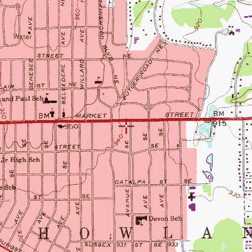 Topographic Map of Saint Pauls Lutheran Church, OH
