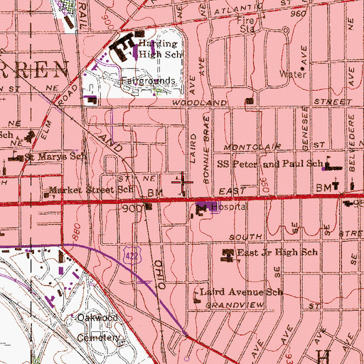 Topographic Map of Saints Cyril and Methodius Roman Catholic Church, OH