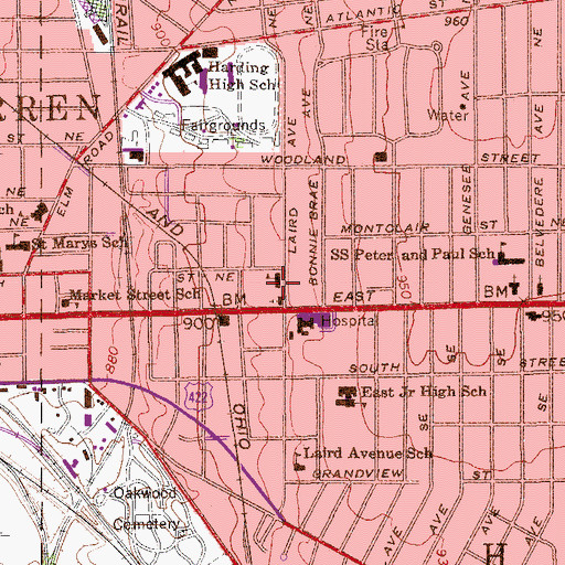 Topographic Map of Saints Cyril and Methodius School, OH