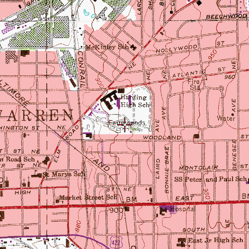 Topographic Map of Trumbull County Fairgounds, OH