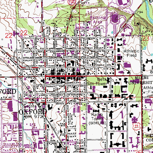 Topographic Map of Oxford Municipal Building, OH