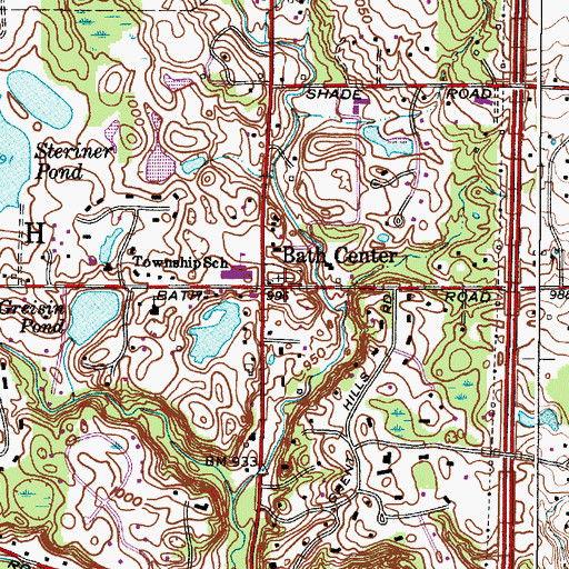 Topographic Map of Bath Center Cemetery, OH