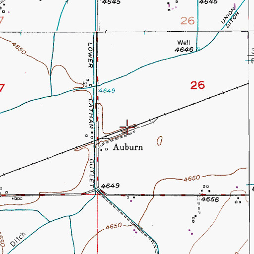 Topographic Map of Auburn, CO