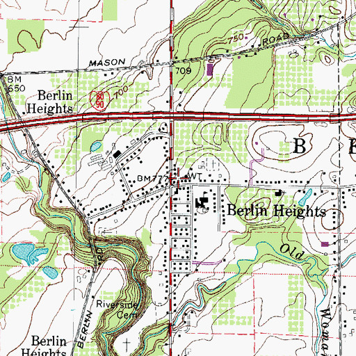 Topographic Map of Berlin Township Public Library, OH