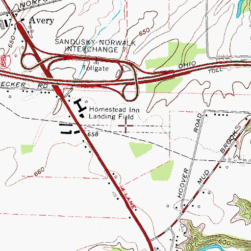 Topographic Map of Homestead Inn Landing Field (historical), OH