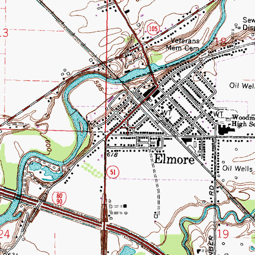 Topographic Map of Elmore Church of God, OH