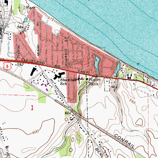 Topographic Map of First Baptist Church, OH