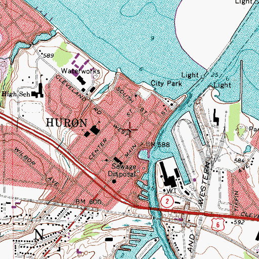 Topographic Map of First Presbyterian Church, OH