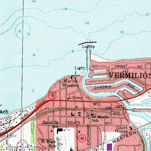 Topographic Map of Main Street Beach, OH