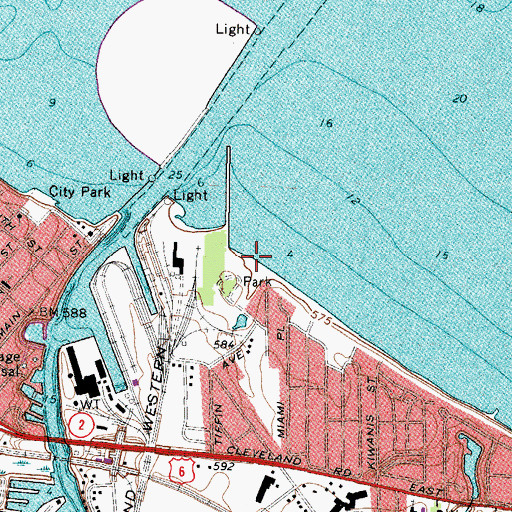 Topographic Map of Nickel Plate Beach, OH