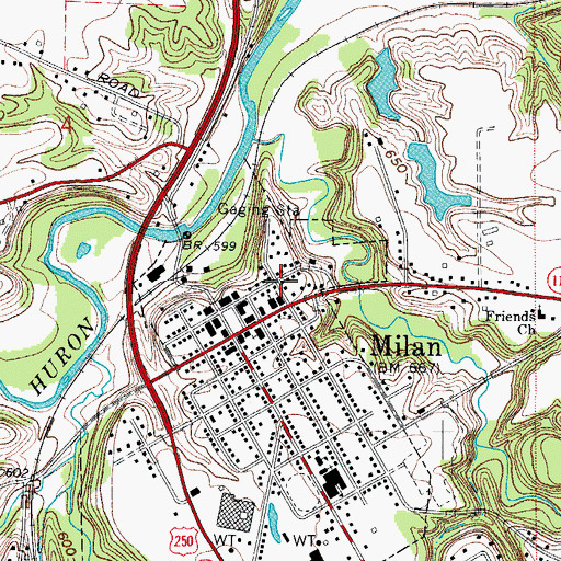 Topographic Map of Thomas Edison Birthplace Museum, OH