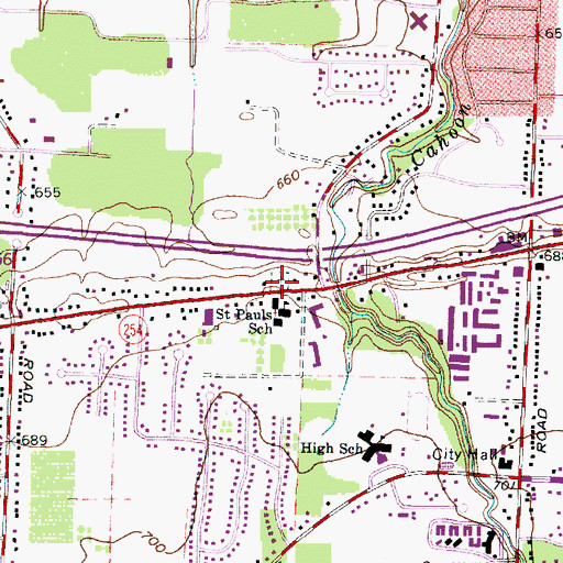 Topographic Map of Saint Paul Lutheran Cemetery, OH