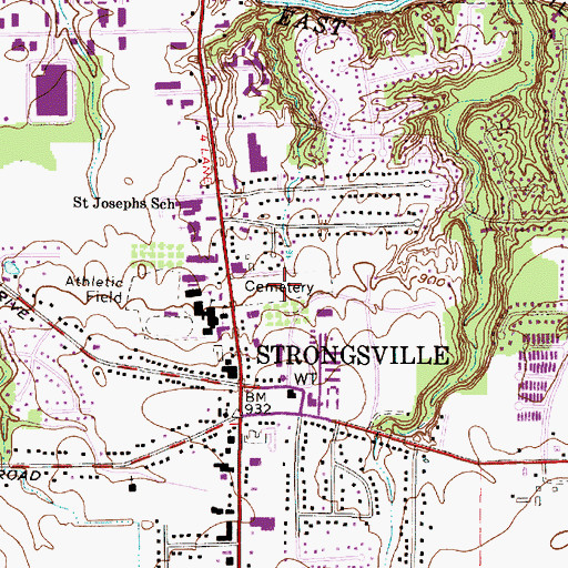 Topographic Map of Strongsville Cemetery, OH