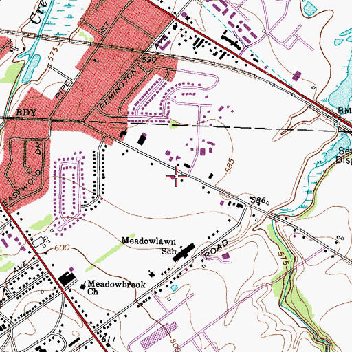 Topographic Map of Calvary Baptist Church, OH