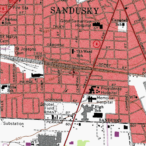 Topographic Map of Ebenezer Baptist Church, OH