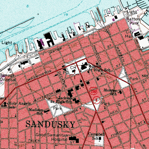 Topographic Map of Erie County Jail, OH