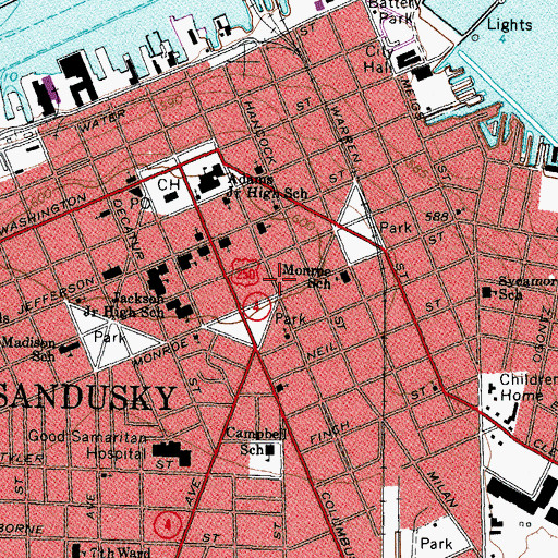 Topographic Map of First Baptist Church, OH