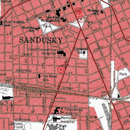 Topographic Map of First Christian Church, OH