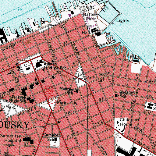 Topographic Map of Huron Park, OH