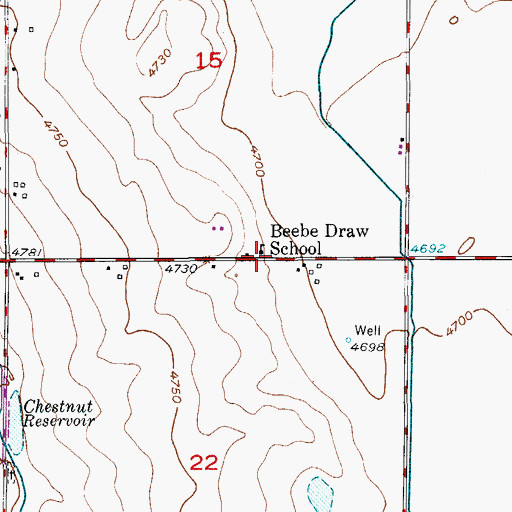 Topographic Map of Bebee Draw School, CO