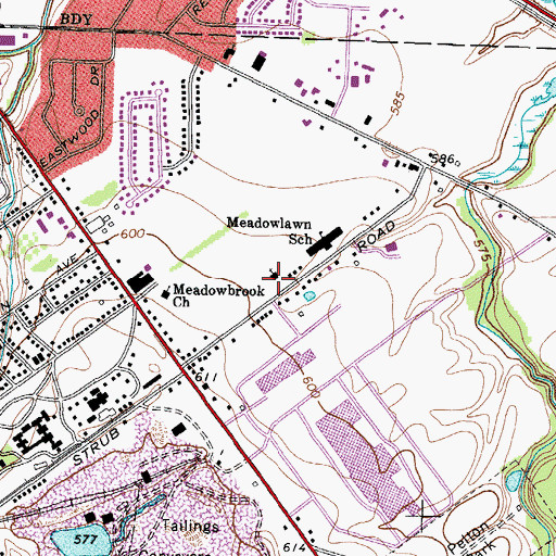 Topographic Map of Meadowlawn Church of Christ, OH