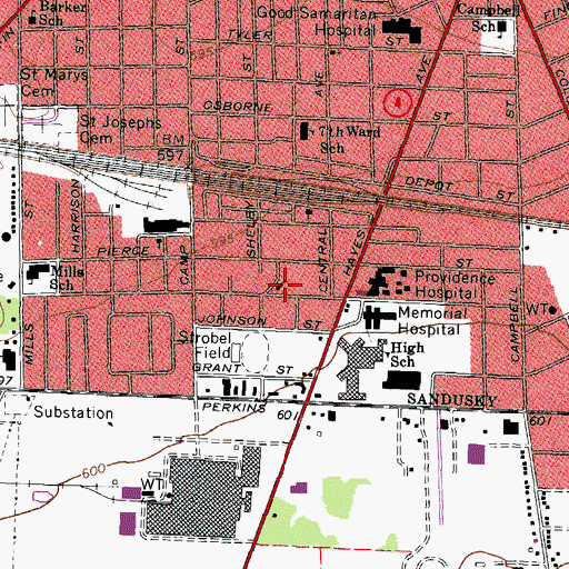 Topographic Map of New Jerusalem Baptist Church, OH