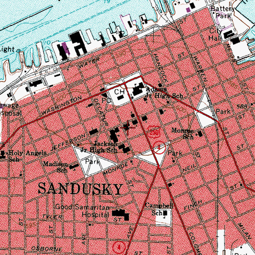 Topographic Map of Saints Peter and Paul School, OH