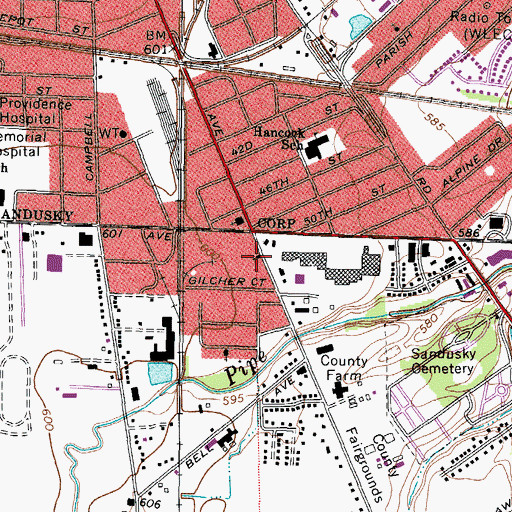 Topographic Map of Victory Christian Center, OH