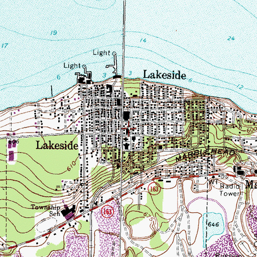 Topographic Map of Lakeside United Methodist Church, OH