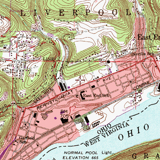 Topographic Map of Columbian Park, OH