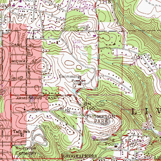 Topographic Map of East Liverpool Country Club, OH