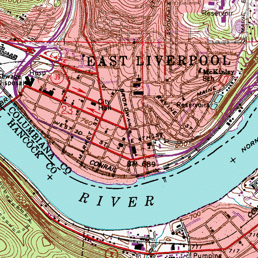 Topographic Map of East Liverpool Museum of Ceramics, OH