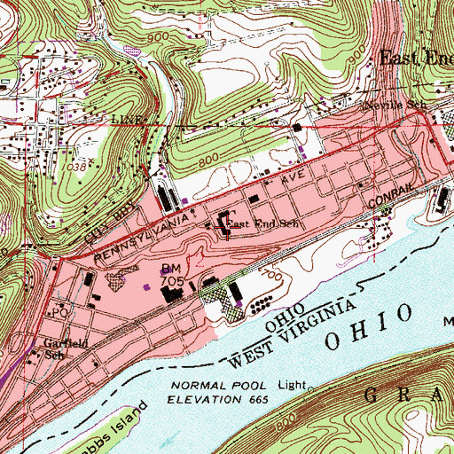 Topographic Map of Ohio Valley Business College, OH