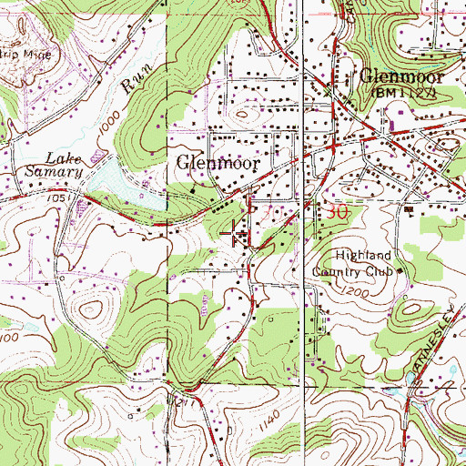 Topographic Map of Twin Oaks Trailer Park, OH