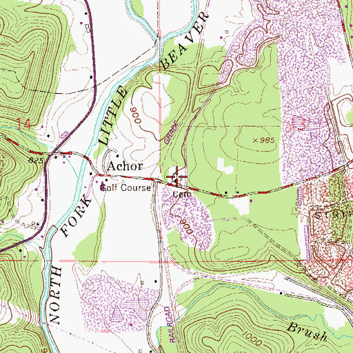 Topographic Map of Achor Valley Cemetery, OH