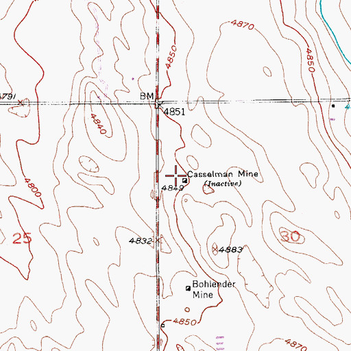 Topographic Map of Casselman Mine, CO