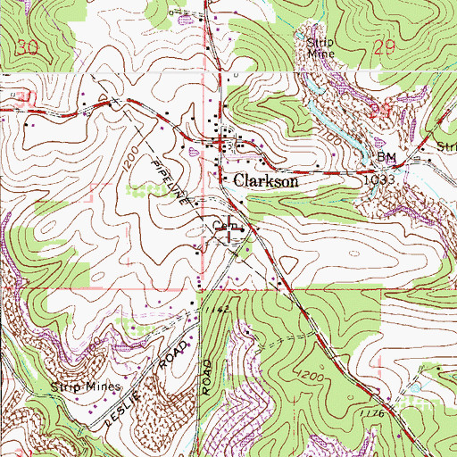 Topographic Map of Clarkson Cemetery, OH