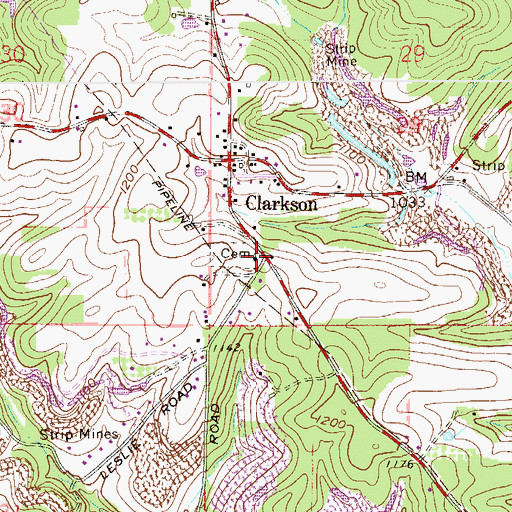 Topographic Map of Clarkson Presbyterian Church, OH