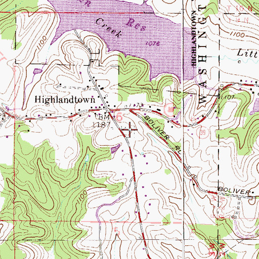 Topographic Map of Highlandtown Cemetery, OH