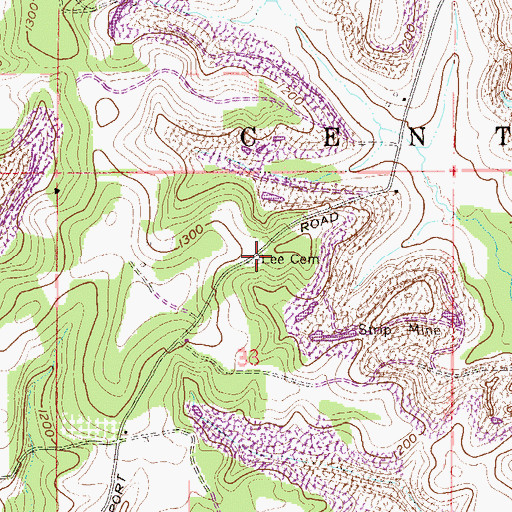 Topographic Map of Lee Cemetery, OH