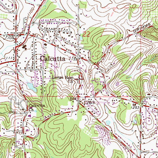 Topographic Map of Longs Run Cemetery, OH