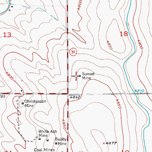 Topographic Map of Sunset Mine, CO