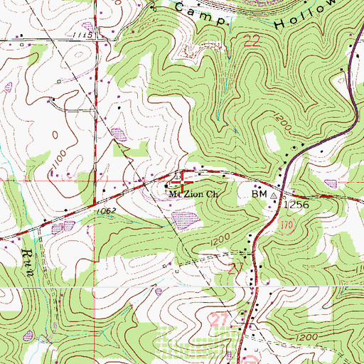 Topographic Map of Mount Zion Cemetery, OH
