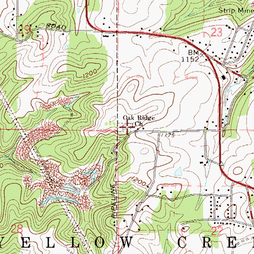 Topographic Map of Oak Ridge Cemetery, OH