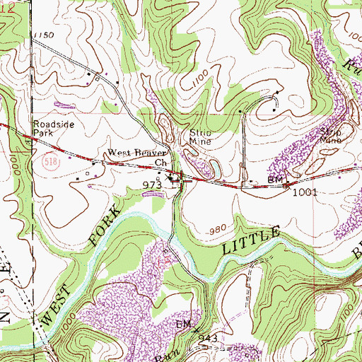 Topographic Map of West Beaver Cemetery, OH
